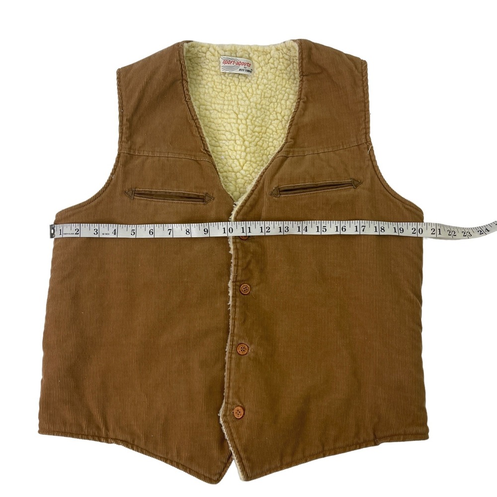 Vtg Sport Abouts By Big Yank Mens M Western Vest Brown Corduroy Button Pockets - Picture 5 of 11